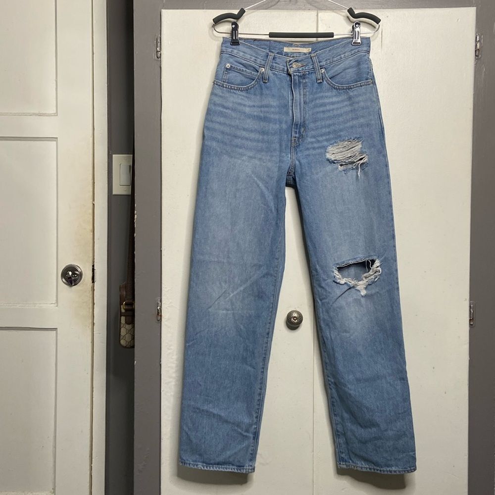 Levi's '94 Baggy Women's 27 x 31 Wide Leg Medium Blue Wash Mid Rise distressed